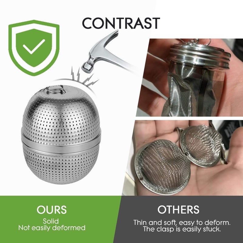 YEOSEN Tea Infuser Ball,Tea Strainer Ball for Loose Leaf Tea, Spice Infuser Stainless Steel Mesh, Fine Threaded Connection, 4.3 inch Chain with Drip Tray - Image 3
